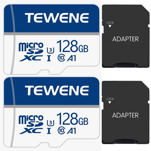 TEWENETFカード128GB2枚セットメモリーカードマイクロカード高性能超高速CLASS10A1規格UHS-IU3容量拡張耐低温/耐高温防水耐X線転送効率高め