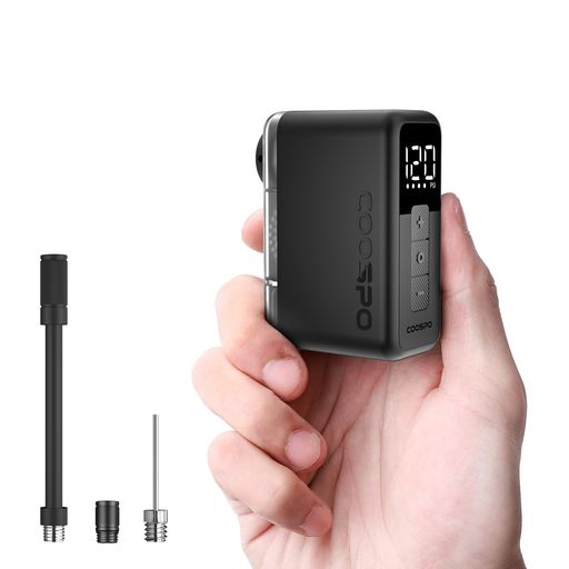 COOSPOX1自転車空気入れ電動120PSIロードバイク電動ポンプ携帯気圧表示米式/英式/仏式全バルブ対応超小型軽量エアコンプレッサー日本語説明書