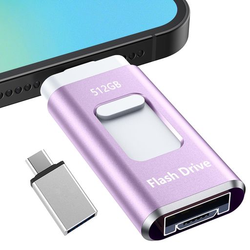 【専用アプリ不要】USBメモリー512GB iPhone 対応 USBメモリ 高速 データ バックアップphone写真データ保存 容量 フラッシュメモリ タイプc