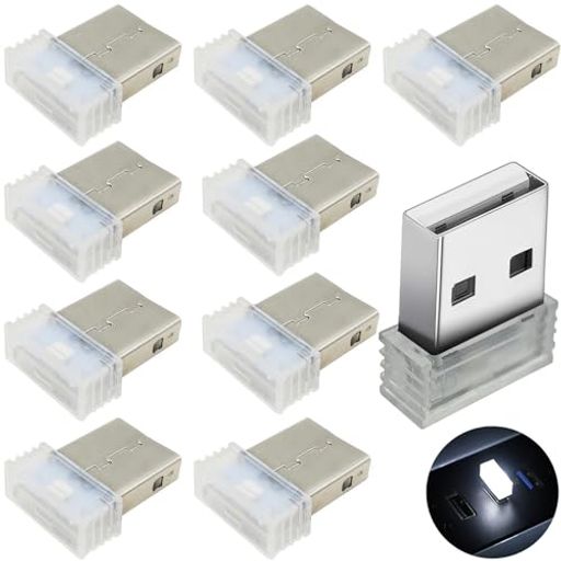 車USBライトCTRICALVER10個USB雰囲気ライトUSBミニLEDライトプラグイン5VライトUSBLEDライト車内ほとんどのUSBインターフェース車両または機器に適しています(ホワイト)