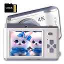 4Kデジタルカメラ、128GBメモリカード付きデジカメ前後のダブルセルフィーでコンパクトカメラ30FPS、6800万画素コンカメラHD1080P動画撮影学生用デジタルカメラ2.8インチ初心者向けクリスマ…(2)