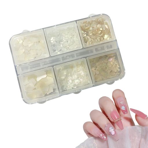 BOCAIDHKネイルパーツ天然貝シェル6種シェルストーン薄型ネイルアート天然デコ素材貝殻石貝殻片ネイル..