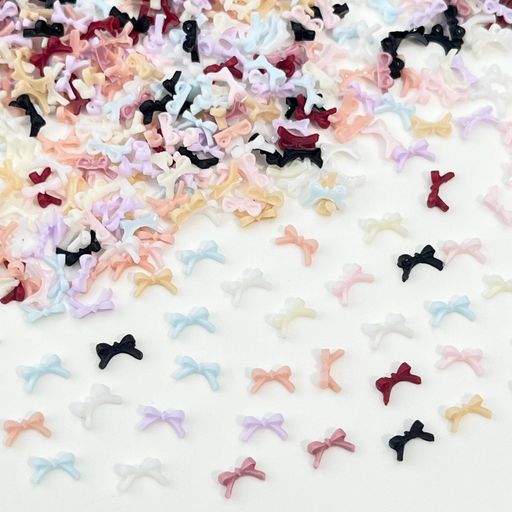 YUWENWネイルパーツリボン3Dミニ蝶結び約100個セット可愛いハンドメイドレジン用ネイルアートデコパー..