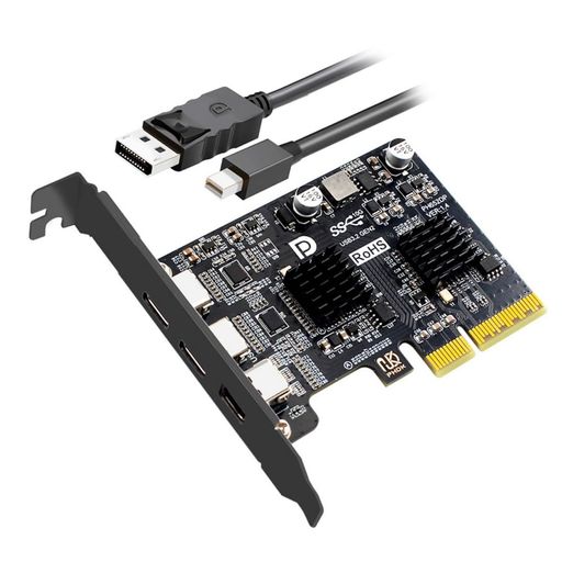 chenyang 2ポート PCI-E 3.0 4X & Mini Displayport to 2 USB C ビデオグラフィックス拡張カード USB 3.2 10Gbps データ転送 DP1.4ビデオ出力対応