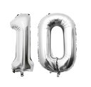 大きい数字10バルーンバースデーパーティー誕生日風船飾りシルバー40inch101cm(10)銀