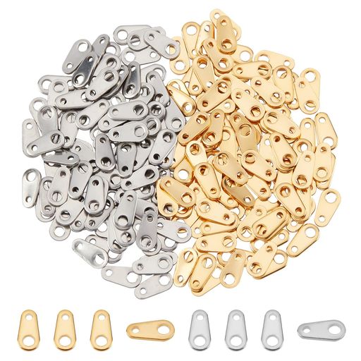 UNICRAFTALE約200個2色8mmステンレスチャームドロップチェーンコネクターチェーンタブ304ステンレス鋼エクステンダードロップチェーンエンドチェーンパーツエンドパーツブレスレットネック…