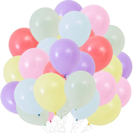 EXGOXバルーン風船100個入りマカロンカラーレインボーゴム風船飾り装飾極厚丸型ラテックスバルーン誕生日会バースデーパーティー結婚式店舗装飾お祝いイベント運動会文化祭10インチ(マ…