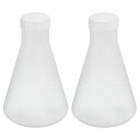 PATIKIL 250ML プラスチック三角フラスコ ネジキャップ付き 2個 細口三角フラスコ 研究室用 クリア