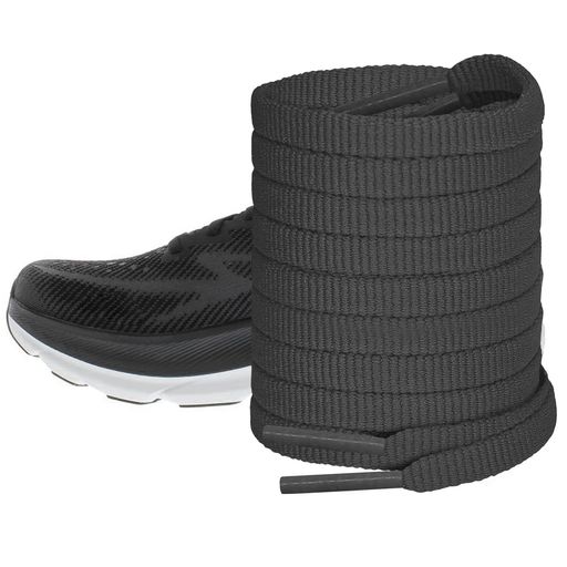 [NDTEZUGT] 6mm 靴紐 平紐 for HOKA 用の ホカ 平型 平ひも 靴ひも フラット シューレース スニーカー 紐 交換用 100cm~160cm 1足分 (ブラック,140cm)
