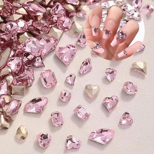 GOODCHIネイルパーツピンクオーロラストーンアクリルストーンネイルパーツキラキラクリスタルハートス..