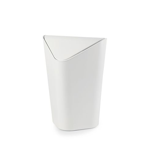 Square Shape - 【umbra】ゴミ箱コーナーカンメタリックホワイト5Lふた付き角型ペールダストボックス