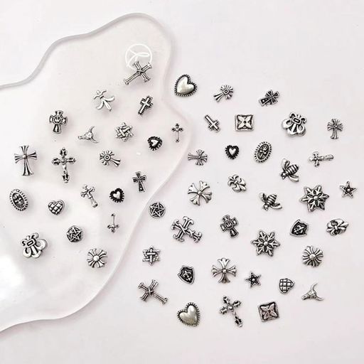 パンクネイルアートチャーム50個セットネイルパーツ3D金属部品レトロスタッズデコパーツネイルデザイン..