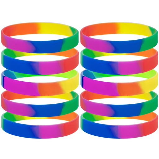 GOGOリストバンドシリコンレインボー10個入りゴムブレスレット柔らかい防水丈夫低刺激性男女兼用パーティースポーツ試合チームグループ分けプレゼント