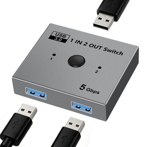 【双方向USB 3.0切替器・PC2台用】USB 切替器を使えば、プリンター、マウス、キーボード、USBメモリなどのUSB対応機器を2台のパソコンで簡単に共有できます。逆に、2つのUSB機器を1台のパソコンで切り替えて使用することも可能です。ノートパソコンとデスクトップパソコンの両方に対応しており、ボタン一つで簡単に切り替えることができます。さまざまな使用シーンに対応し、ユーザーの利便性を大幅に向上させます。 【最大5 GbpsのUSB 3.0 データ転送レート】従来の2.0規格と比較してデータの転送速度が大幅に向上し、とても使い勝手が良くなったのが3.0規格対応のusb 切り替えです。特に、比較的大容量のデータをUSBメモリに保存する場合などには、転送速度が速い3.0規格の性能を実感することができるはずです。USB 1.1/2.0 との下位互換性もあり(それぞれ12Mbps、480Mbpsに対応)、旧型の周辺機器を使用する場合もパフォーマンスの心配はありません。 【ポートに挿すだけの簡単接続】USB スイッチャーは、ポートに挿すだけで使える簡単接続仕様です。