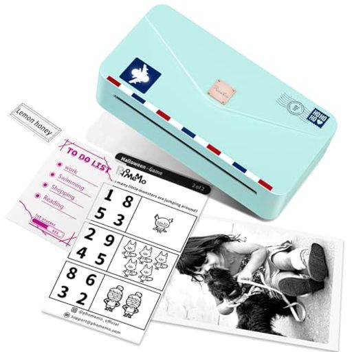 PhomemoM04ASミニプリンターサーマルプリンター15/53/80/110mm感熱紙対応スマートラベル300dpi写真/ノート/メモ/クリスマスギフトに最適です110mm透明感熱紙1巻付属日本語対応