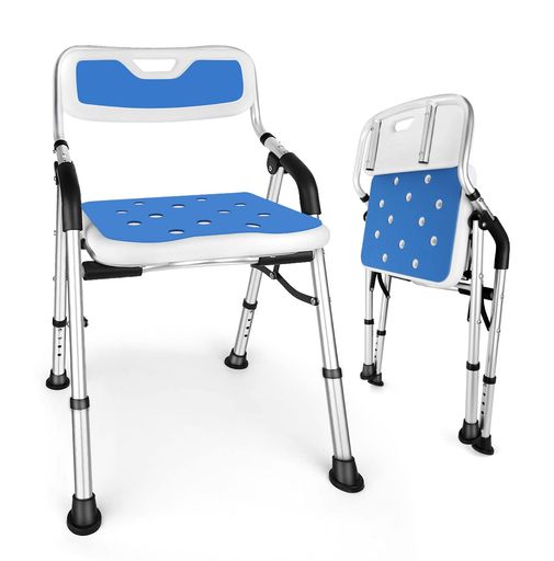 折りたたみシャワーチェア【2025業界新進化お介護椅子・作業療法士監修】シャワーチェアー介護用軽量丈夫アルミ合金フレーム介護用品風呂椅子4段階高さ調節可能バスチェア耐荷重150KG…