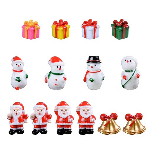 クリスマス置き物ミニ14個セットクリスマスミニチュア置物クリスマスオーナメント飾りサンタクロース雪だるまベルギフトクリスマス雑貨卓上盆栽鉢植え園芸小道具プレゼント(14pcs)