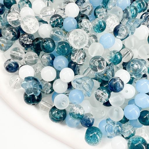 【100g大容量福袋】Harovoガラスビーズミックスセット(10mm/8mm多サイズ混入)ビーズパーツアクセサリー..