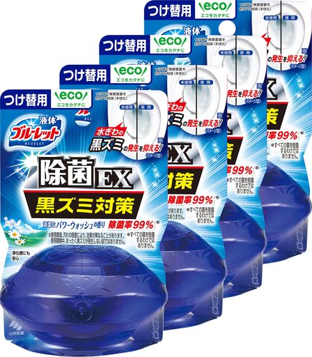 【まとめ買い】液体ブルーレットおくだけ除菌EXトイレタンク芳香洗浄剤パワーウォッシュの香り詰め替え用70mlx4個