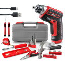 Hi-Spec35点工具セット3.6V電動ドライバードリルセット付きベーシックツールセット穴あけ軽量USB充電式ドライバー家庭用ツールセット日曜大工DIYセット作業工具セット家具の組み立て住ま…