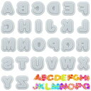 シリコンモールドアルファベット角がまるい丸文字26個セットA~Z英字ドリップモールド流砂型かわいいアクセサリーペンダントキーホルダーパーツ作成初心者手作りDIY...