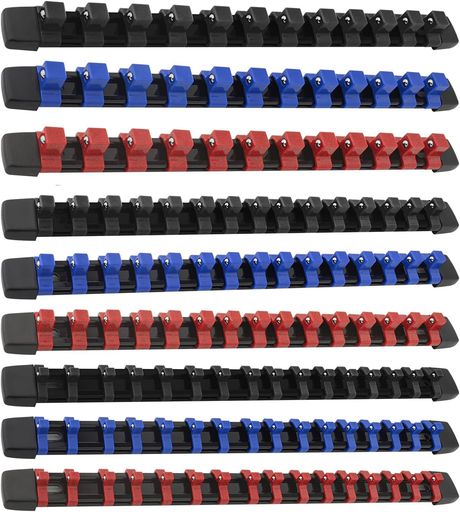 Gunplaソケットホルダー9PCS差込角6.35mm(1/4”)差込角9.5mm(3/8”)差込角12.7mm(1/2”)129コマソケット収納