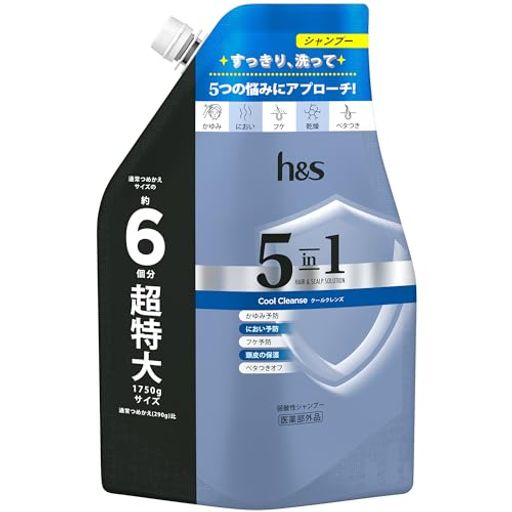 h&s 5in1 クールクレンズ [におい・ベタつき・頭皮] シャンプー 詰替超特大 1750g [6個分]
