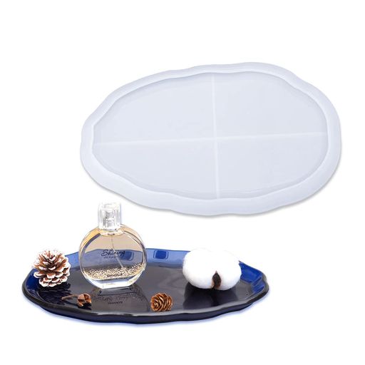 FineInnoシリコンモールド楕円形プレート不規則トレイ水晶滴下型シリコンゴム型ハンドメイドUVレジン型..