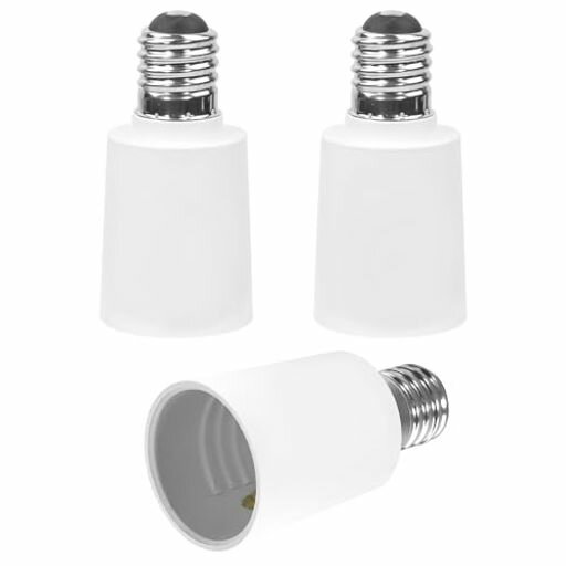 Aiwode|E17右向き矢印E26口金変換アダプター|口金が小さいE17から大きいE26に変更して使うアダプターです|PA難燃材料|色:白い、3個セット