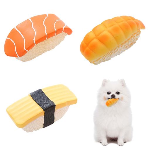 PAVIKE犬おもちゃ音が出るペットおもちゃ(3個セット)ゴム犬おもちゃ噛むおもちゃ洗える超リアル寿司型..