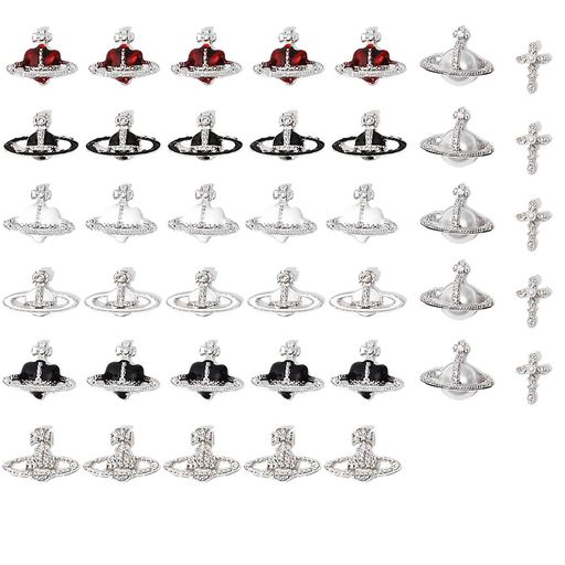 DFsucces合金惑星ハートネイルパーツ40個セット3Dメタルパーツヴィンテージシルバーゴールドネイルデザ..