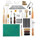 FLUSHBAY 革細工 工具セット 初心者 50点セット レザークラフト 工具 道具セット DIY手作りハンドメイド 革工芸 キット レザークラフト縫い針 菱...