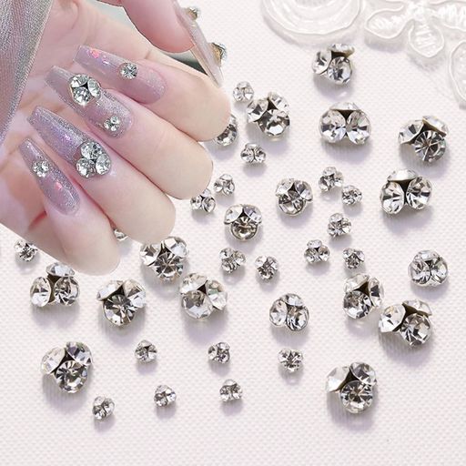 ネイルラインストーン6種類60個セットネイルパーツネイルストーン合金ガラス製立体クリアストーンネイ..