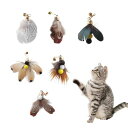 BTTIME 猫 おもちゃ 6点セット 羽のおもちゃ 昆虫 蝶々 大飛ぶ虫 猫じゃらし 交換用おもちゃ 猫遊び用品