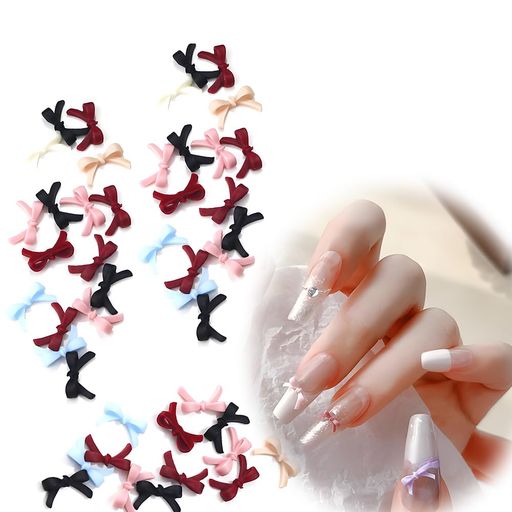 ZJYCLY蝶結びネイルリボンパーツパーツ蝶ネイルアート約50個ネイルパーツリボンネイルパーツデコパーツ(4)