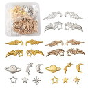 Beadthovenメタルパーツレジンパーツデコ素材約120個/箱ミックスカラー合金カボション羽翼星月かわいいデコパーツUVレジン封入素材ネイルパーツアクセサリーパーツジュエリー用DIYハンド…