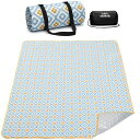 HANKINSレジャーシート4層構造厚手ピクニックシート大判150X200軽量防水加工収納袋付くレジャーシート折り畳みやすいコンパクト収納(Mブルー)