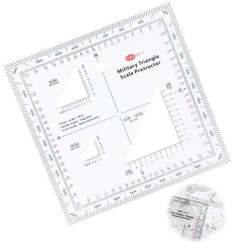 座標スケール座標グリッドリーダーと分度器実用的な軍事スタイル分度器透明地形図スケールミリタリー分..