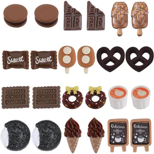 SUNNYCLUE45個12種スイーツパーティーキャンディカボション可愛いチョコレートアクリルカボションレジンカボションお菓子カボションスイーツデコパーツハートデコスイーツ樹脂製デコパ…