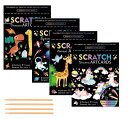 DIFEIUKIスクラッチアート36枚セットスクラッチペーパー削るだけで美しいアート可愛い動物宇宙カラフラペーパーアート手作り塗り絵部屋デコレーション癒しグッズ子供向けスクラッチペ…