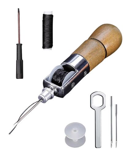 BTtimeレザークラフトハンドミシンスピーディーステッチャー手縫機針手縫い糸通し器革縫い針セット革用..