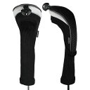 Anduxロングネックゴルフハイブリッドクラブヘッドカバー交換可能な番号タグ付き2個セットCTMT-02(ブラック)
