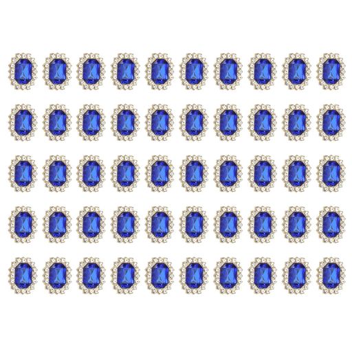 PATIKIL50個のラインストーン装飾品、ハンドクラフト水晶ラインストーンボタン装飾ゴールドベースジェムダークブルーラインストーン、クラフト用の衣類宝石作り