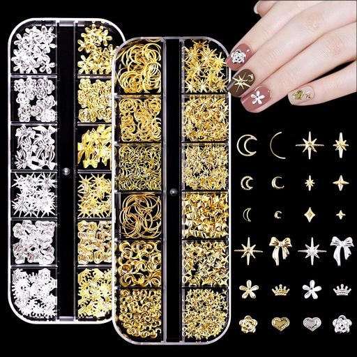 UrbanPulseネイルパーツネイルスタッズリボン星月花蝶結び王冠3D立体メタルパーツデコパーツジェルネイ..