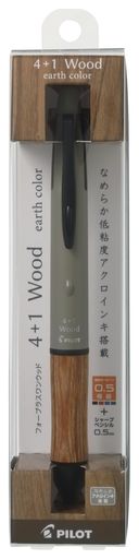PILOT 多機能ペン フォープラスワンウッド 油性インク 0.5mm(黒・赤・青・緑)+シャ...