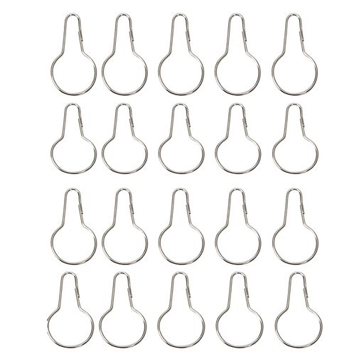 Ourkensカーテンフックシャワーカーテンフックカーテンリング金属製開口設計取付簡単太さ2mm幅35mm*長さ65mm20個入り