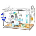 YOKITOMOハムスターケージ厚手タイプ脱出にくい驚き透明感まわし車給水ボトルなど含めて7点セット組立式持ち運びやすいトレーデザインお掃除しやすい通気穴いっぱ...