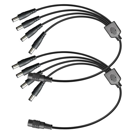 ANLINK2本パックブラックメス1個からオス4個5.5mmx2.1mmDC電源スプリッタケーブル1~4ウェイDC電源出力YアダプターケーブルコードCCTVカメラルーターLEDライトストリップなどに(2パック1~4ウェイ)