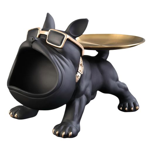 chookey 鍵収納ホルダー 犬 ブルドッグ 鍵置 玄関 小物置き (ブラック)