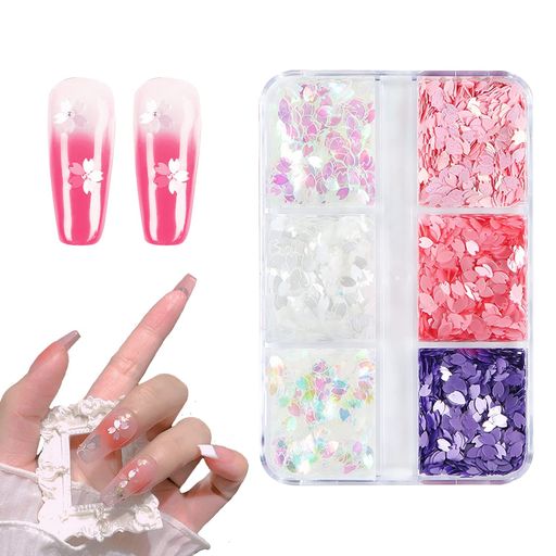 Doyimeネイルグリッター桜6色ネイルパーツスパンコールさくらの花びら薄型かわいいネイルホログラムDIY..